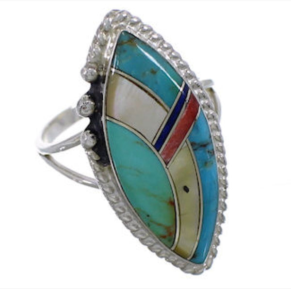 Genuine Sterling Silver Multicolor Jewelry Ring Size 7-1/4 UX33674